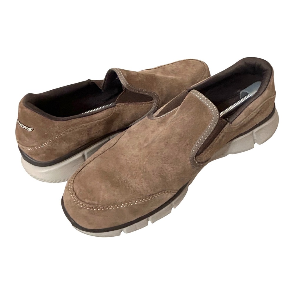 Skechers Equalizer Mind Game Men's 10 Suede Slip On Loafers Brown 51502 EUC